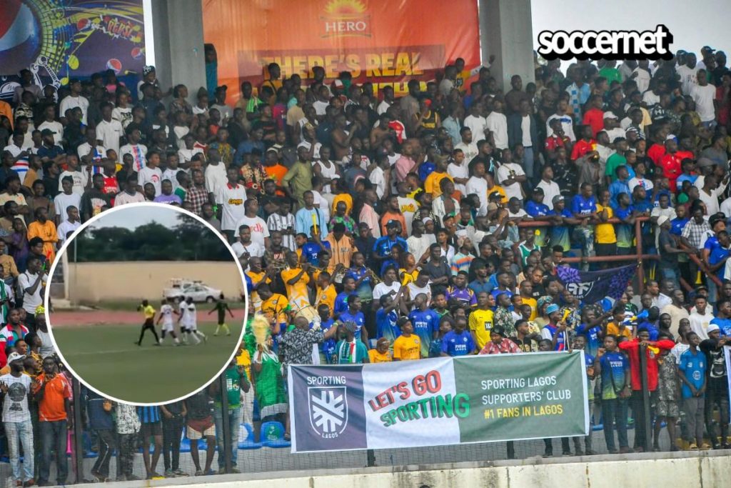 Video: Referee sends off player for scoring twice in Sporting Lagos vs Gateway United