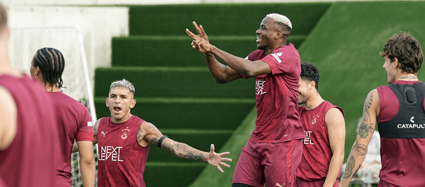 Photos: Victor Osimhen trains with ex-Man City star at Galatasaray hours after record-breaking deal