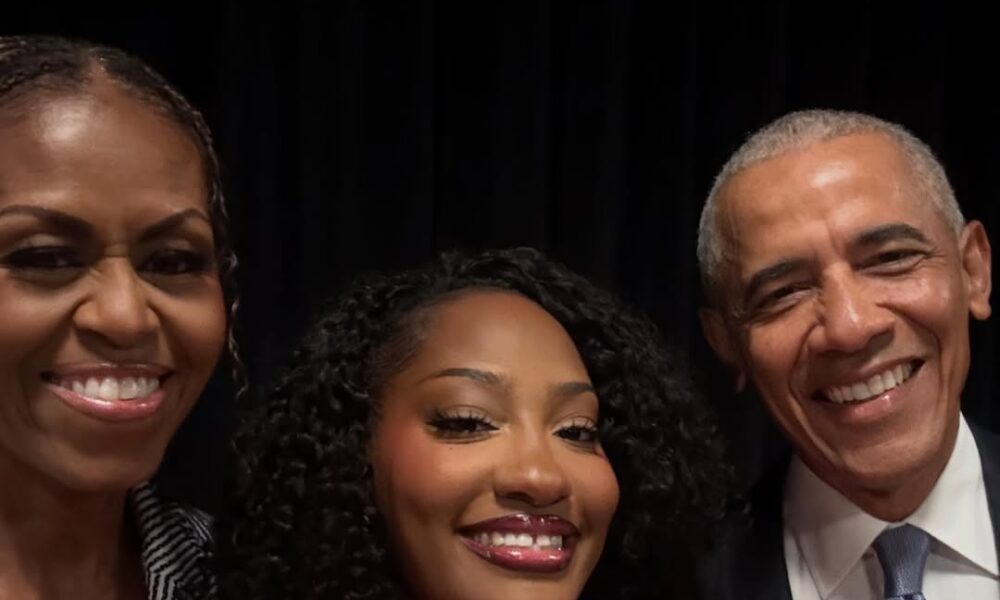 Watch Tems Perform “Me & U” in a Stunning Crimson Gown at the Obama Presidential Center Grand Opening