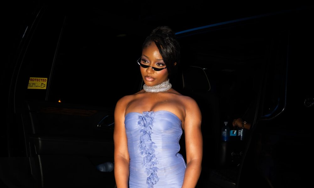 Ayra Starr Painted New York Purple in a Gorgeous Mini Dress at Her “Starr Girl” Listening Party